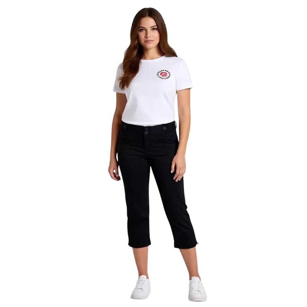Guess Jeans Womens Black Capri Pants Ankle Zip Buttons Cropped Trousers NWT